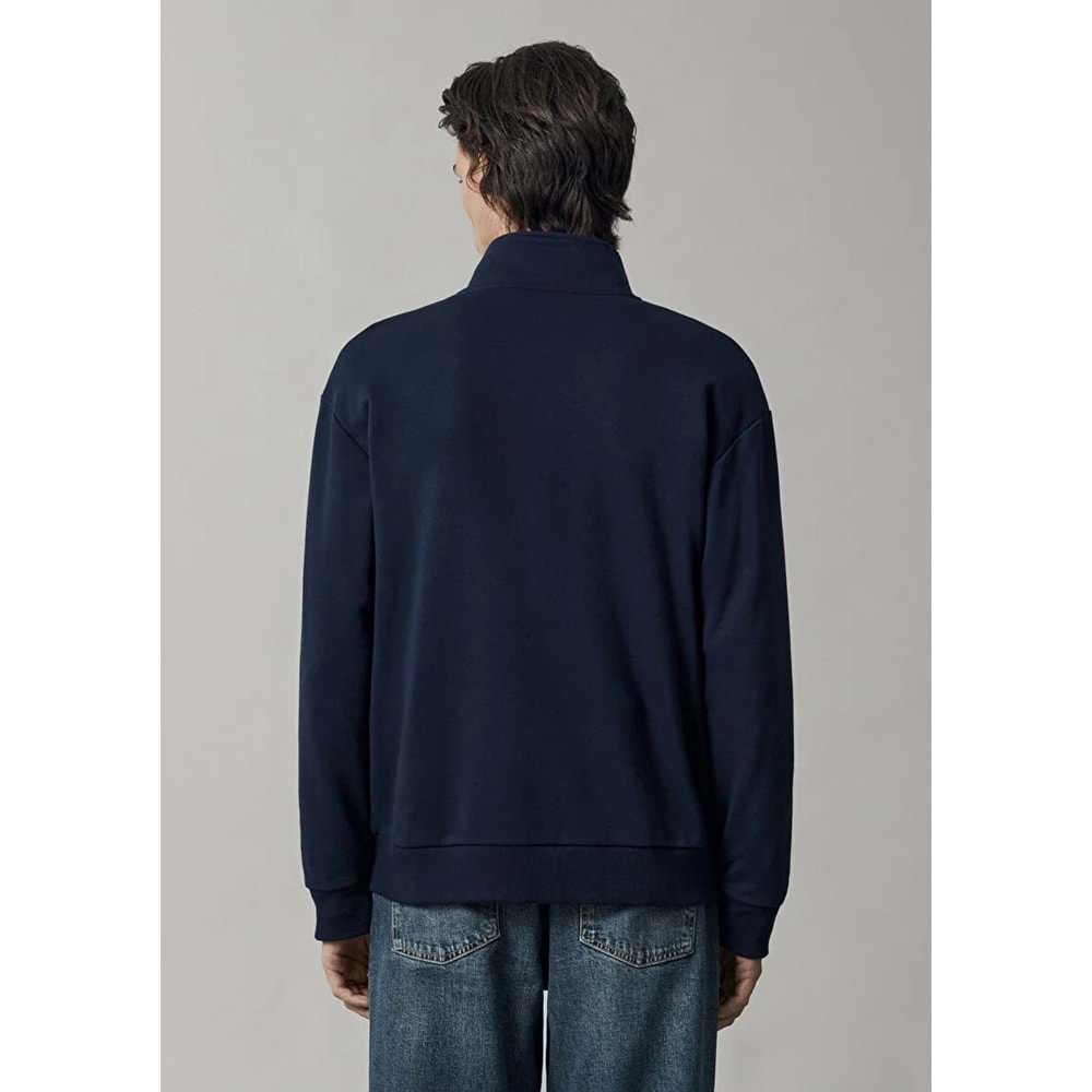 Mavi M0S10655-70497 Mavi Logo Baskılı Fermuarlı Erkek Sweatshirt