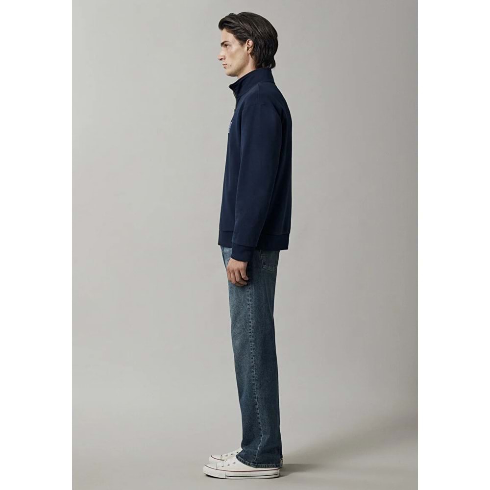 Mavi M0S10655-70497 Mavi Logo Baskılı Fermuarlı Erkek Sweatshirt