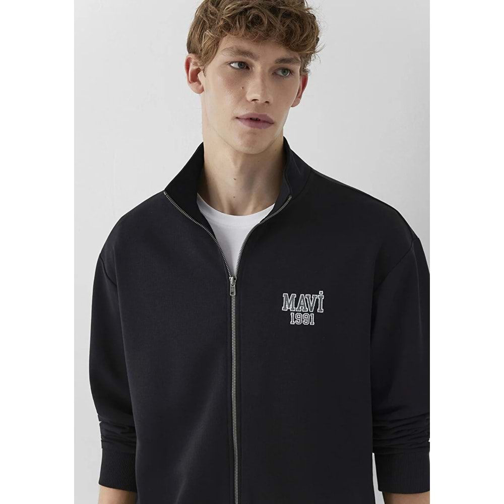 Mavi M0S10655-900 Mavi Logo Baskılı Fermuarlı Erkek Sweatshirt