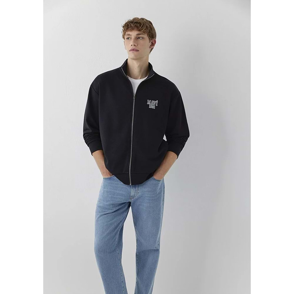 Mavi M0S10655-900 Mavi Logo Baskılı Fermuarlı Erkek Sweatshirt