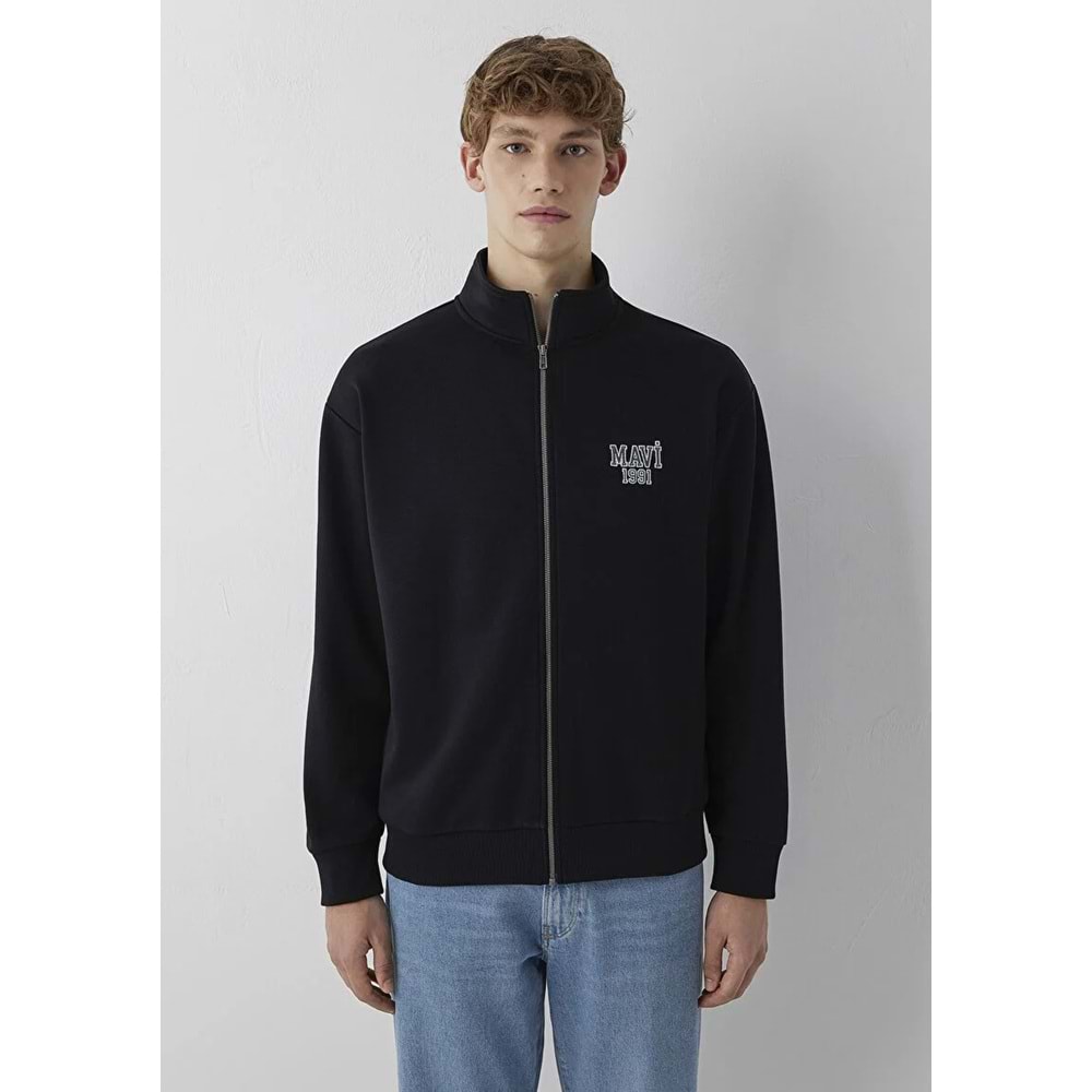 Mavi M0S10655-900 Mavi Logo Baskılı Fermuarlı Erkek Sweatshirt