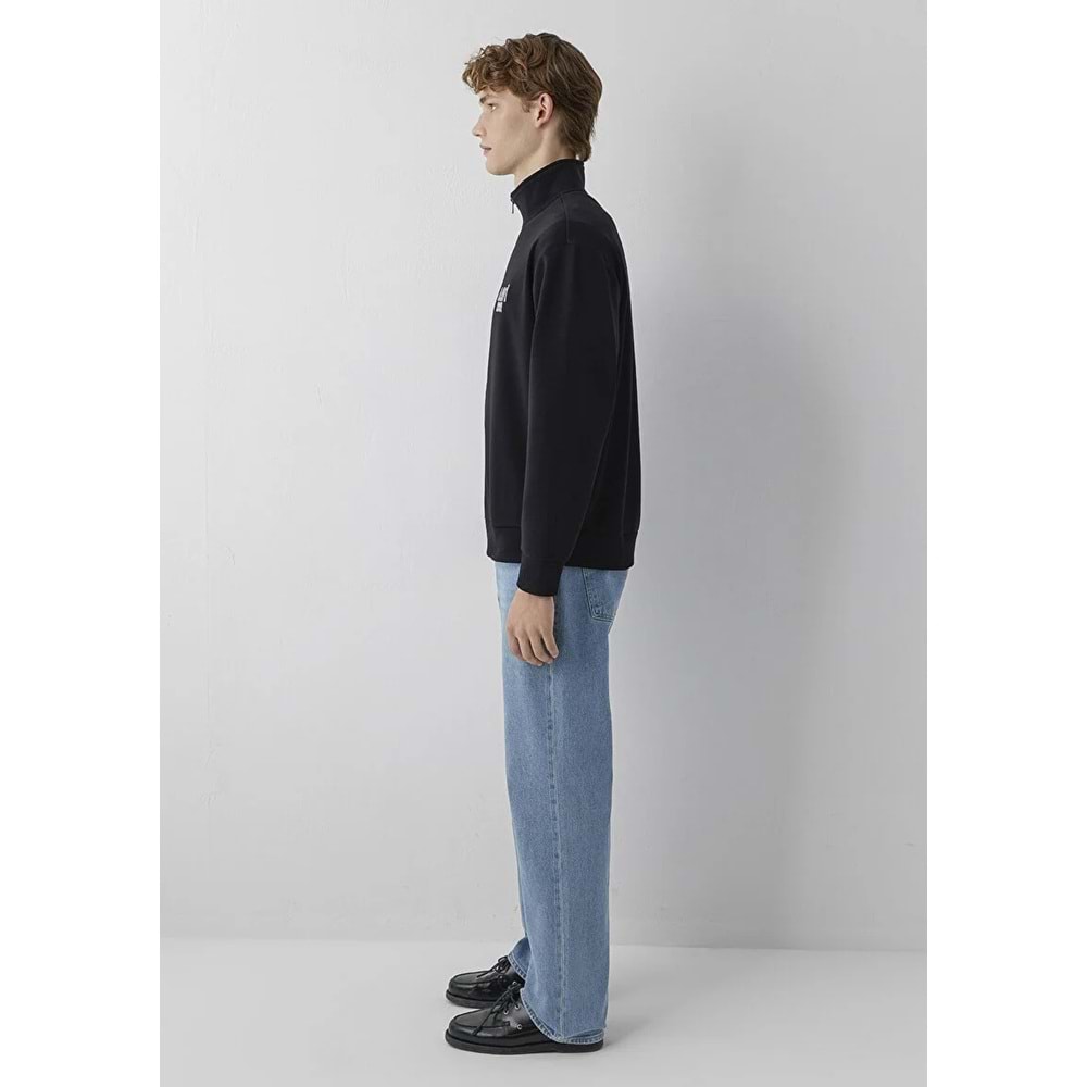 Mavi M0S10655-900 Mavi Logo Baskılı Fermuarlı Erkek Sweatshirt