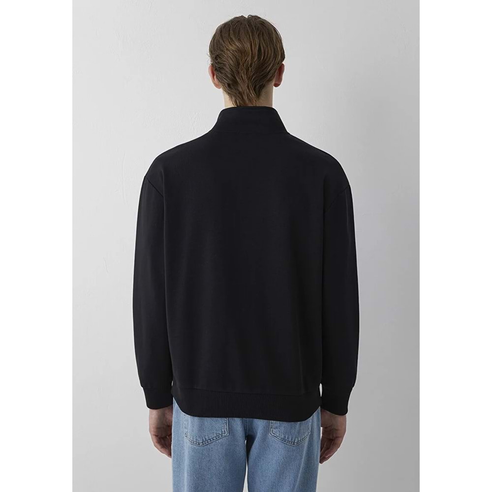 Mavi M0S10655-900 Mavi Logo Baskılı Fermuarlı Erkek Sweatshirt