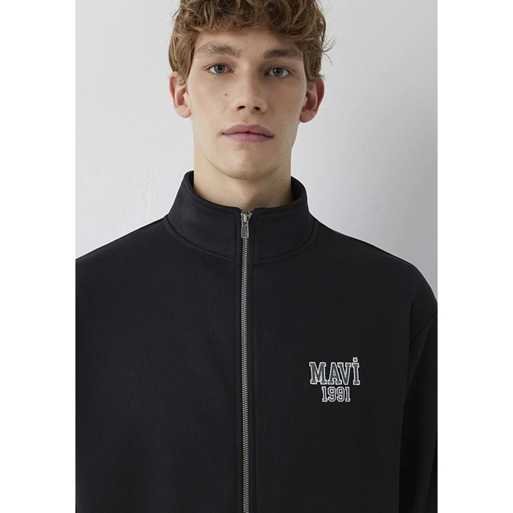 Mavi M0S10655-900 Mavi Logo Baskılı Fermuarlı Erkek Sweatshirt