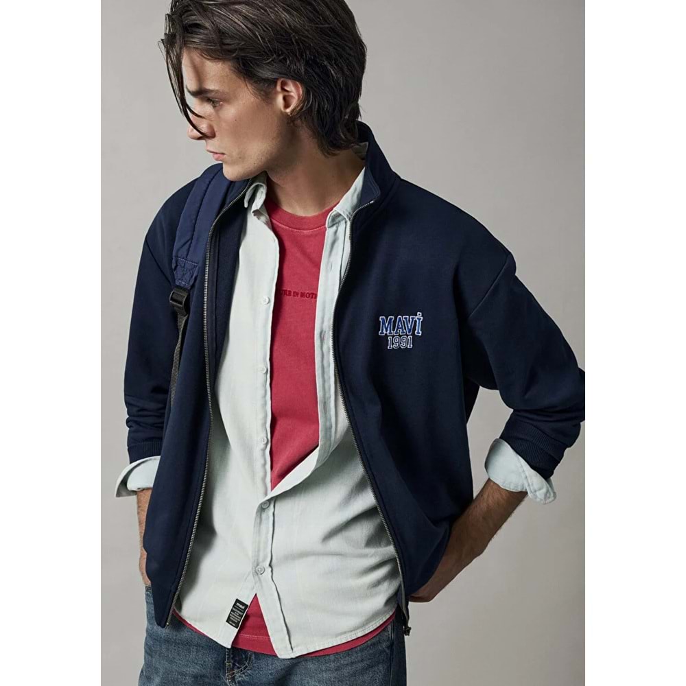 Mavi M0S10655-70497 Mavi Logo Baskılı Fermuarlı Erkek Sweatshirt