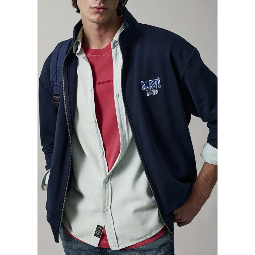 Mavi M0S10655-70497 Mavi Logo Baskılı Fermuarlı Erkek Sweatshirt