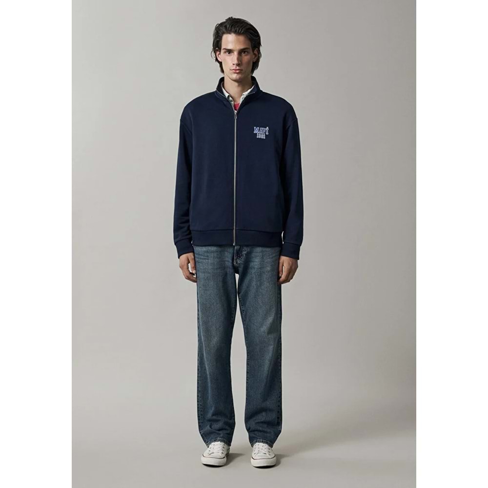 Mavi M0S10655-70497 Mavi Logo Baskılı Fermuarlı Erkek Sweatshirt