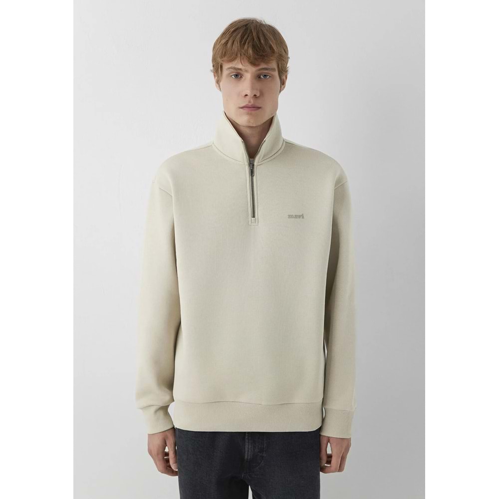 Mavi M0S10585-70322 Mavi Logo Baskılı Yarı Fermuarlı Sweatshirt Erkek Sweatshirt