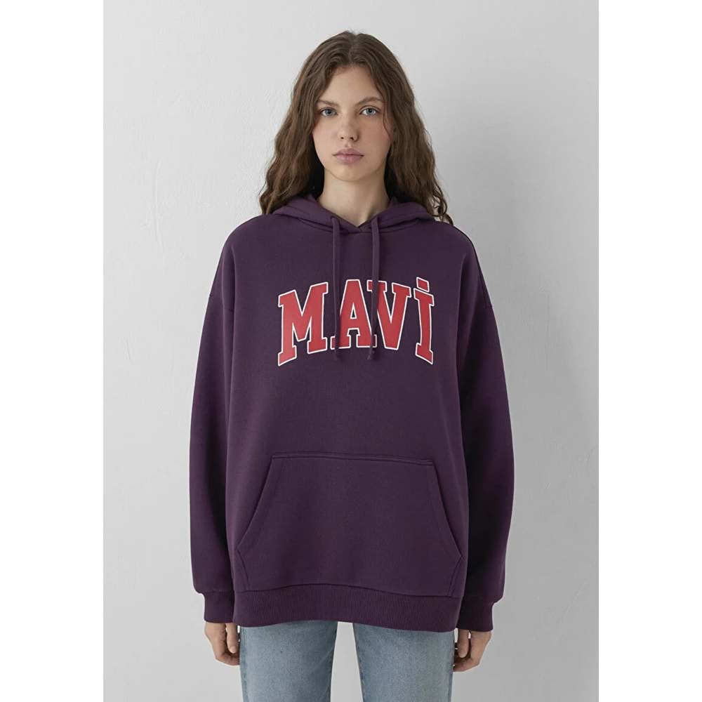 Mavi M1600361-70635 Mavi Logo Baskılı Kapüşonlu Kadın Sweatshirt