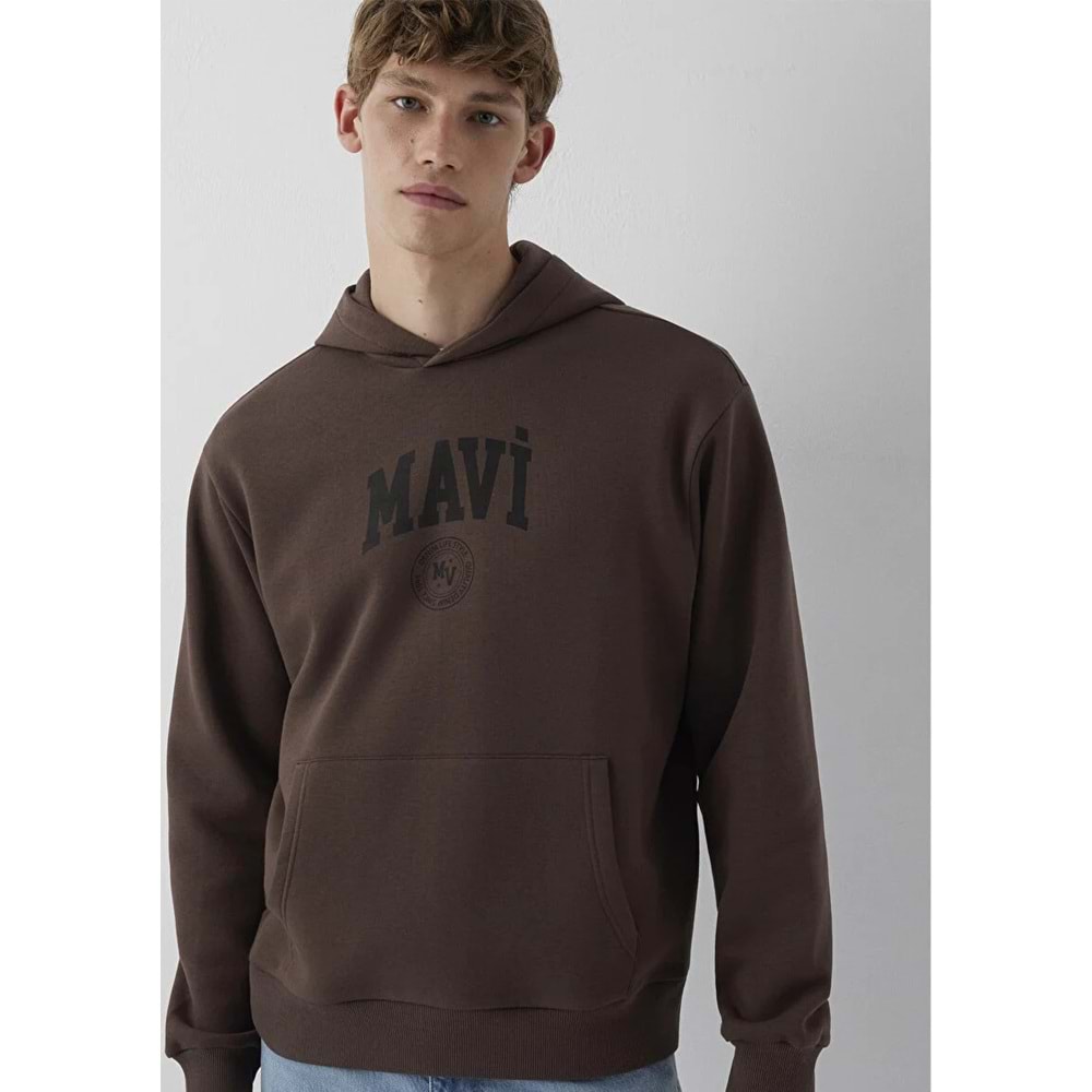 Mavi M0S10646-71603 Mavi Logo Baskılı Kapüşonlu Erkek Sweatshirt