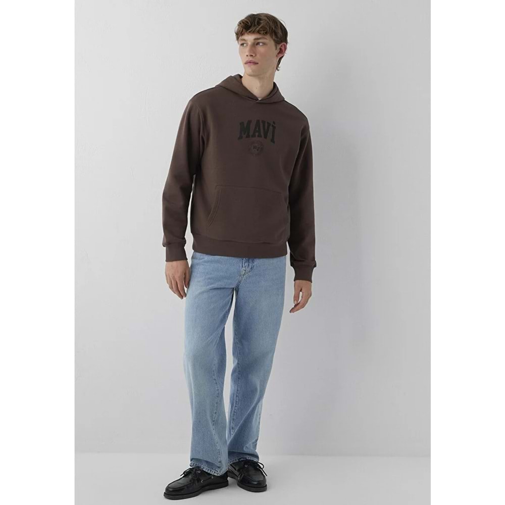 Mavi M0S10646-71603 Mavi Logo Baskılı Kapüşonlu Erkek Sweatshirt