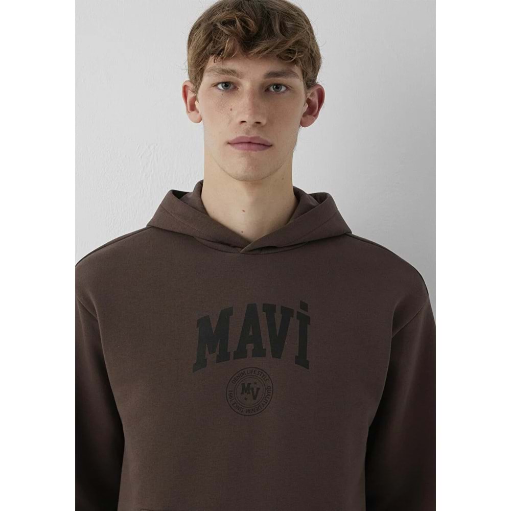 Mavi M0S10646-71603 Mavi Logo Baskılı Kapüşonlu Erkek Sweatshirt