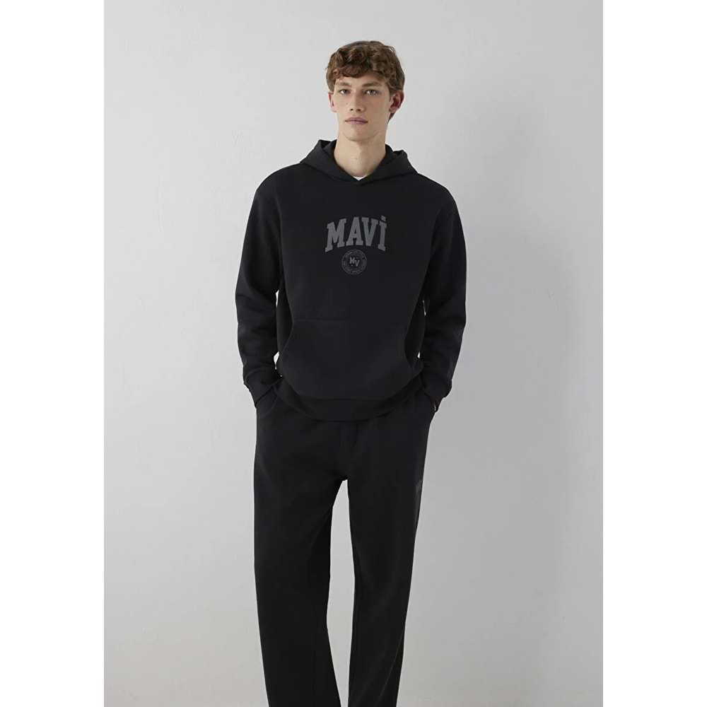 Mavi M0S10646-900 Mavi Logo Baskılı Kapüşonlu Erkek Sweatshirt