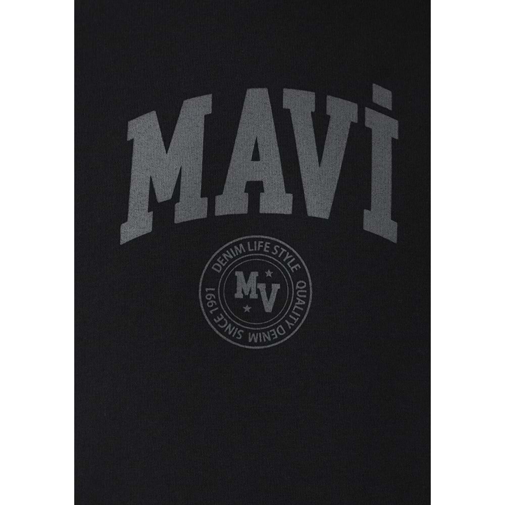 Mavi M0S10646-900 Mavi Logo Baskılı Kapüşonlu Erkek Sweatshirt