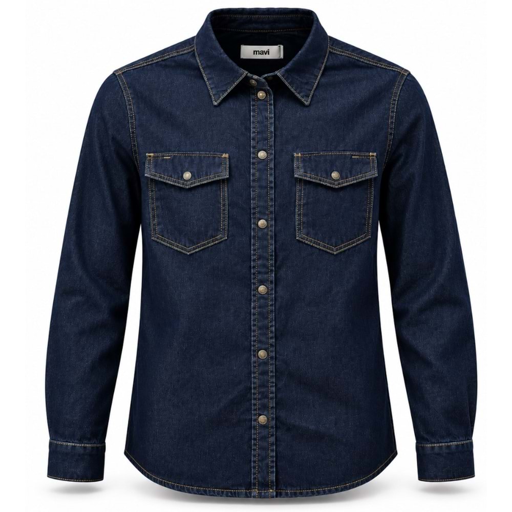 Mavi M1210477-A6490 Mavi Levia Rinse Str Jean Kot Gömlek Kadın Gömlek