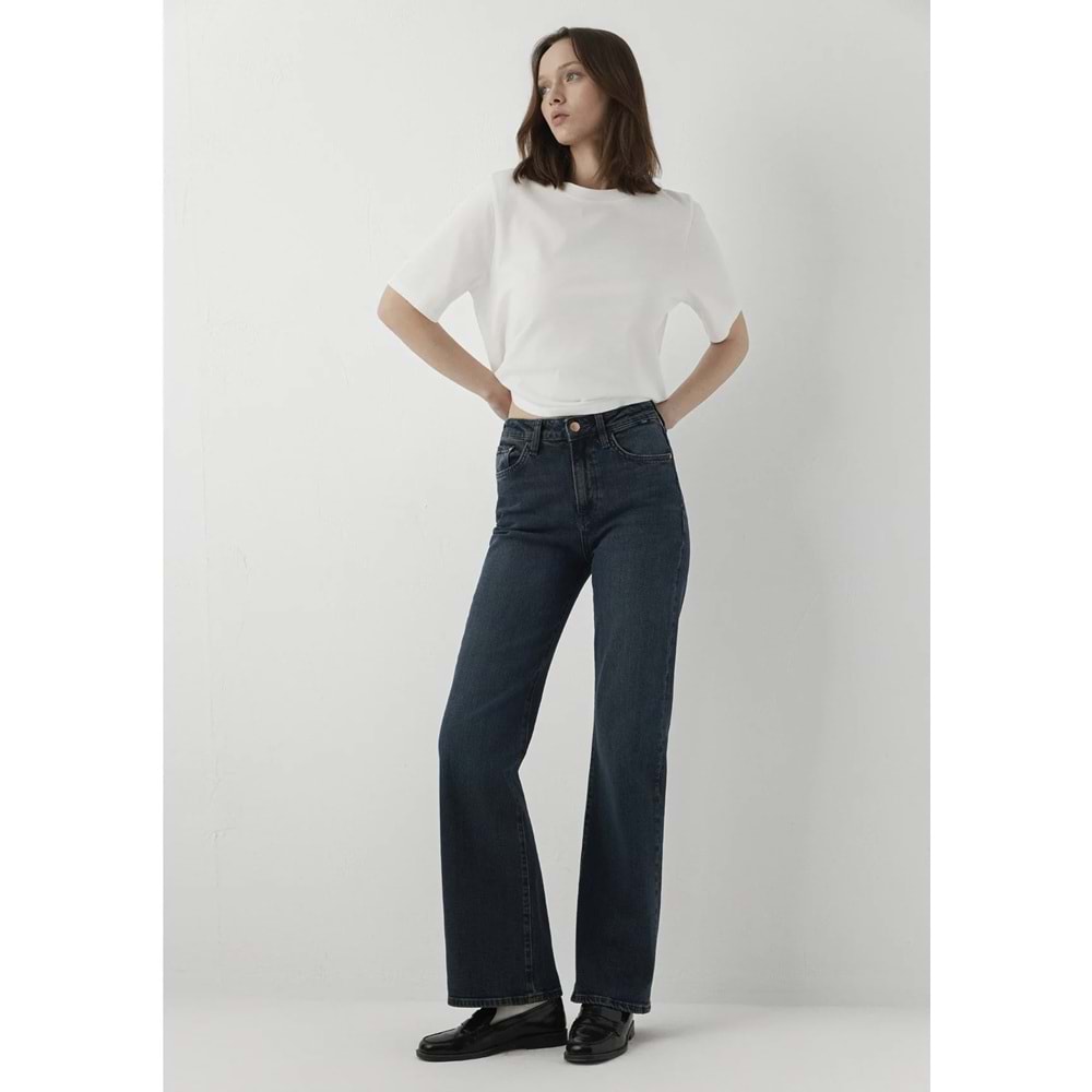 Mavi M101072-A6614 Victoria Wide Leg Yüksek Bel Premium Blue Vintage Denim Jean Kadın Kot Pantolon