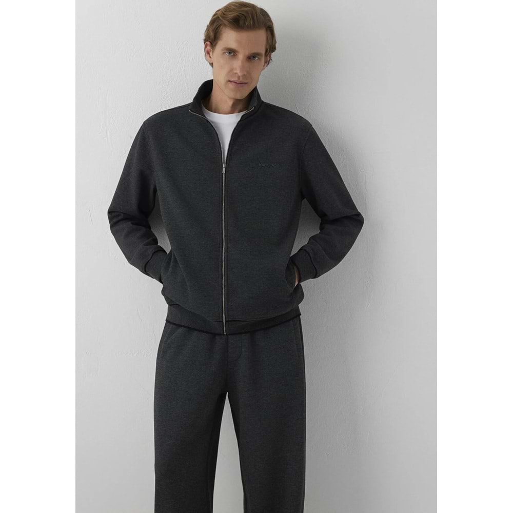 Mavi M0S20121-80024 Mavi Black Logo Baskılı Fermuarlı Erkek Sweatshirt