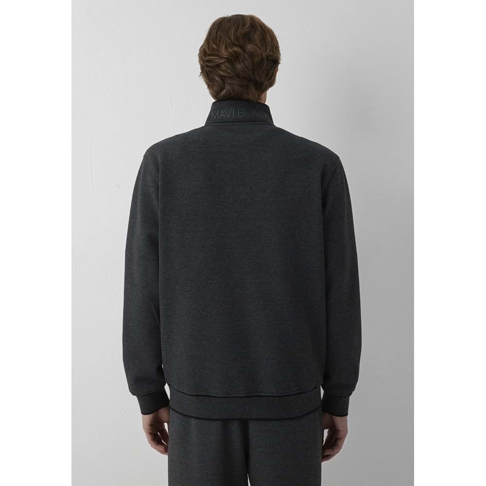 Mavi M0S20121-80024 Mavi Black Logo Baskılı Fermuarlı Erkek Sweatshirt