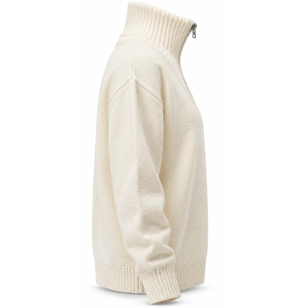 Mavi M0720031-70057 Mavi Yarım Fermuarlı Koyun Yünü Kazak Sweatshirt