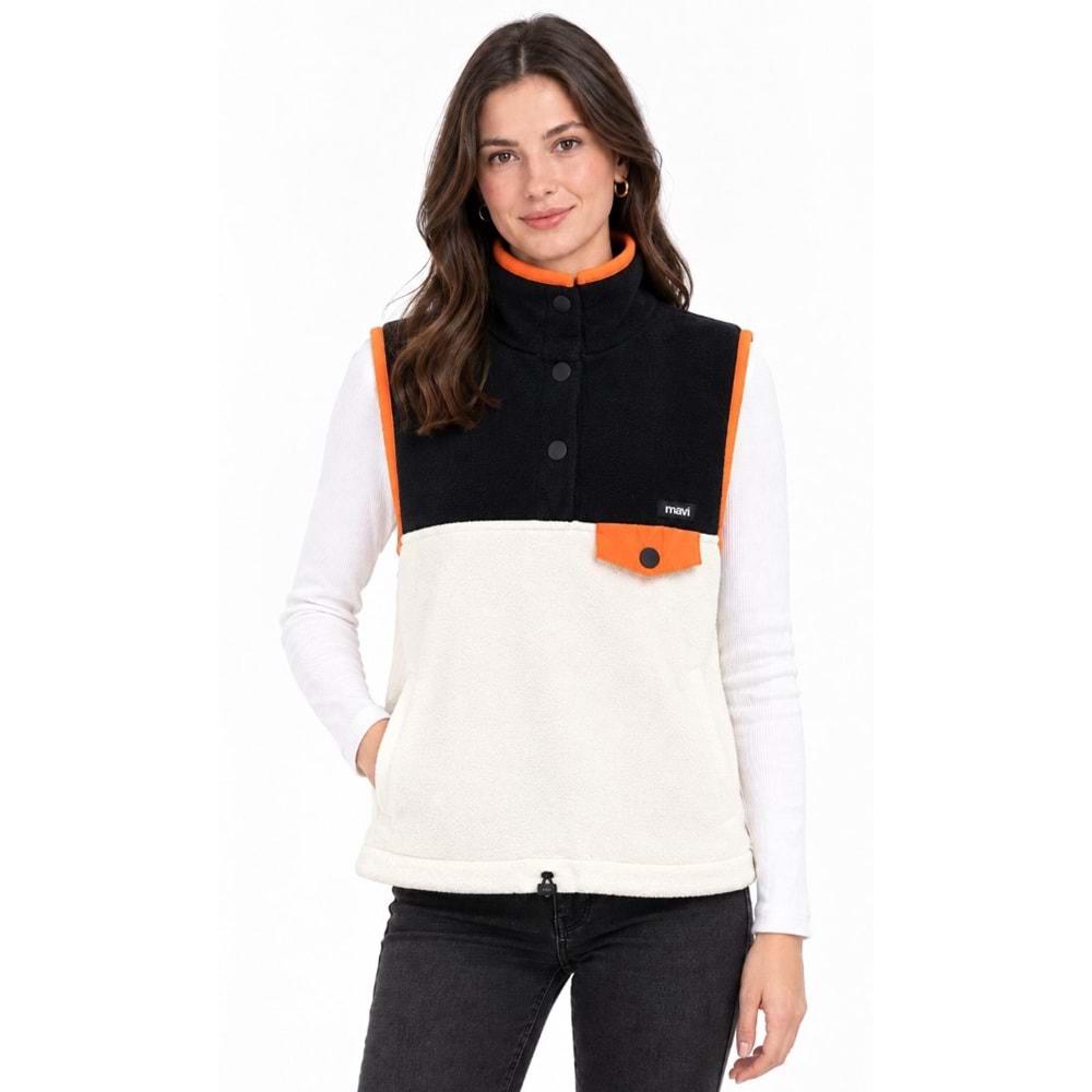 Mavi M1S20064-91564 Mavi Sıfır Kol Düğme Detaylı Polar Kadın Sweatshirt