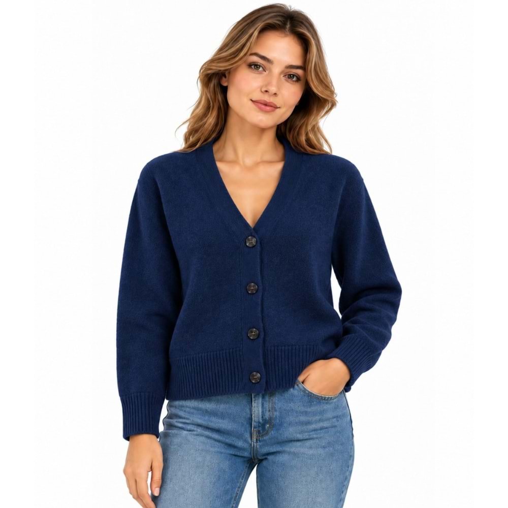 Mavi M1720098-86623 Mavi Düğmeli Kazak Hırka Kadın Sweatshirt