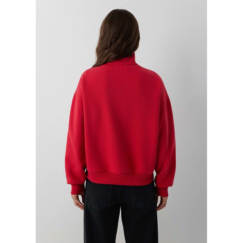 Mavi M1S20132-84371 Mavi Jeans Logo Baskılı Yarım Fermuarlı Kadın Sweatshirt