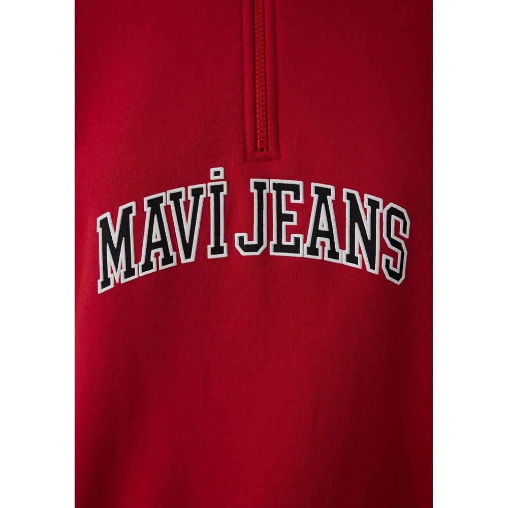 Mavi M1S20132-84371 Mavi Jeans Logo Baskılı Yarım Fermuarlı Kadın Sweatshirt