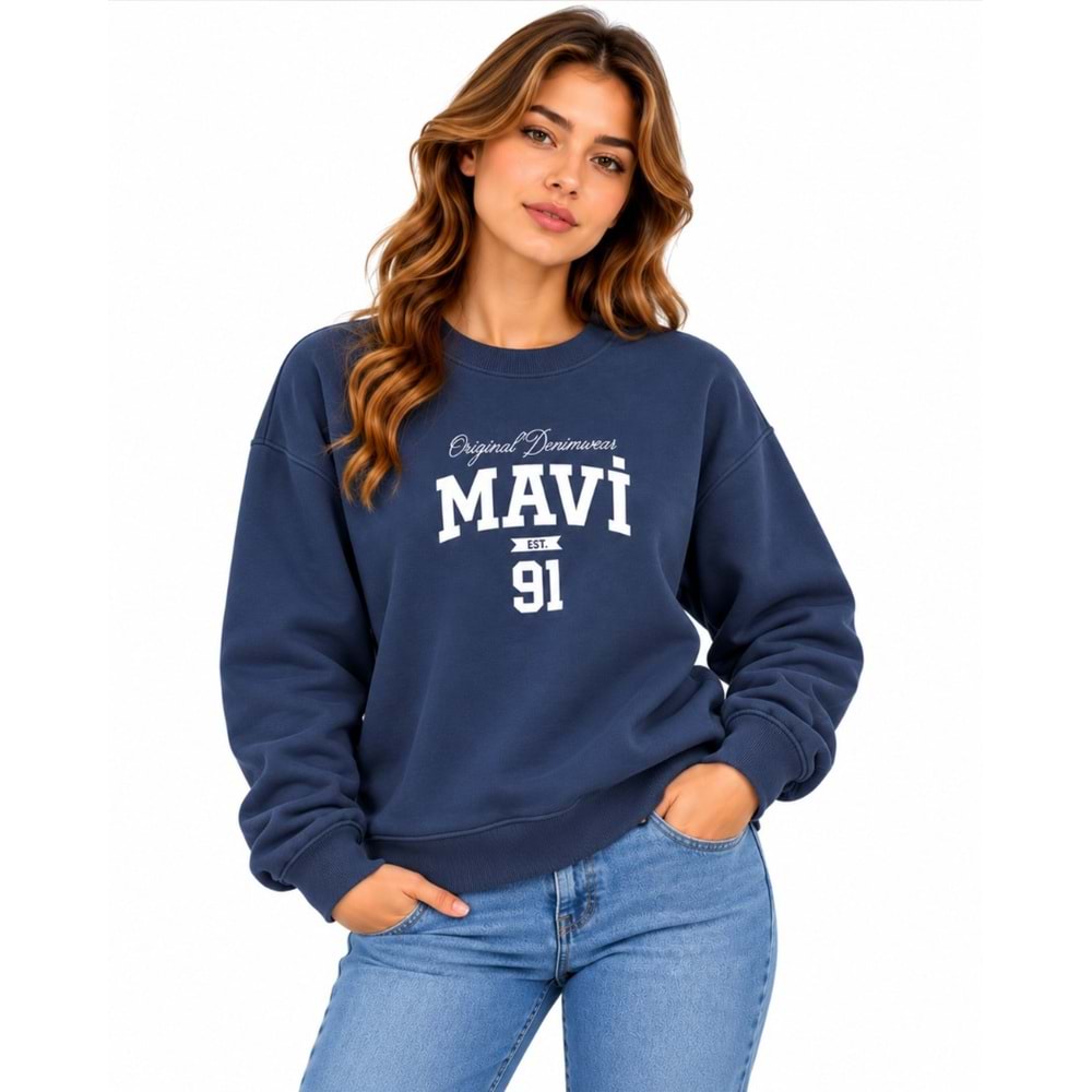 Mavi M1S20140-70487 Mavi Logo Baskılı Kadın Sweatshirt