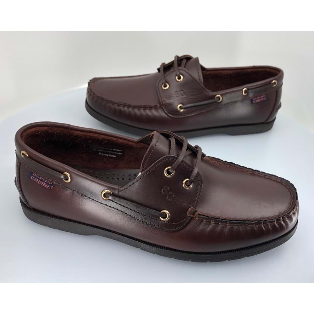 Aronay 086 Ayr Timberland Marine El saraçlı %100 Hakiki Deri Erkek Ayakkabı