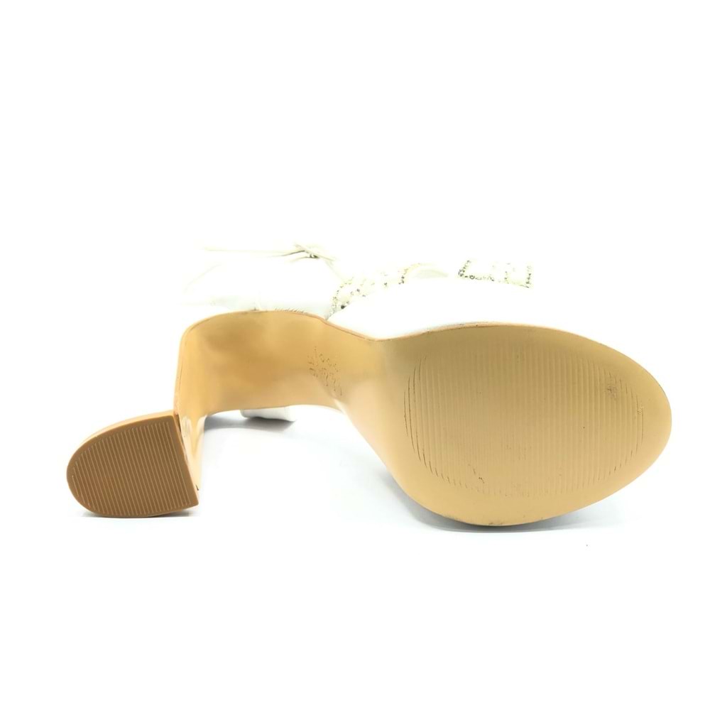 Feles Çapraz Taş Detaylı 13 cm Yüksek Platform Topuklu Taşlı Kadın Abiye Ayakkabı