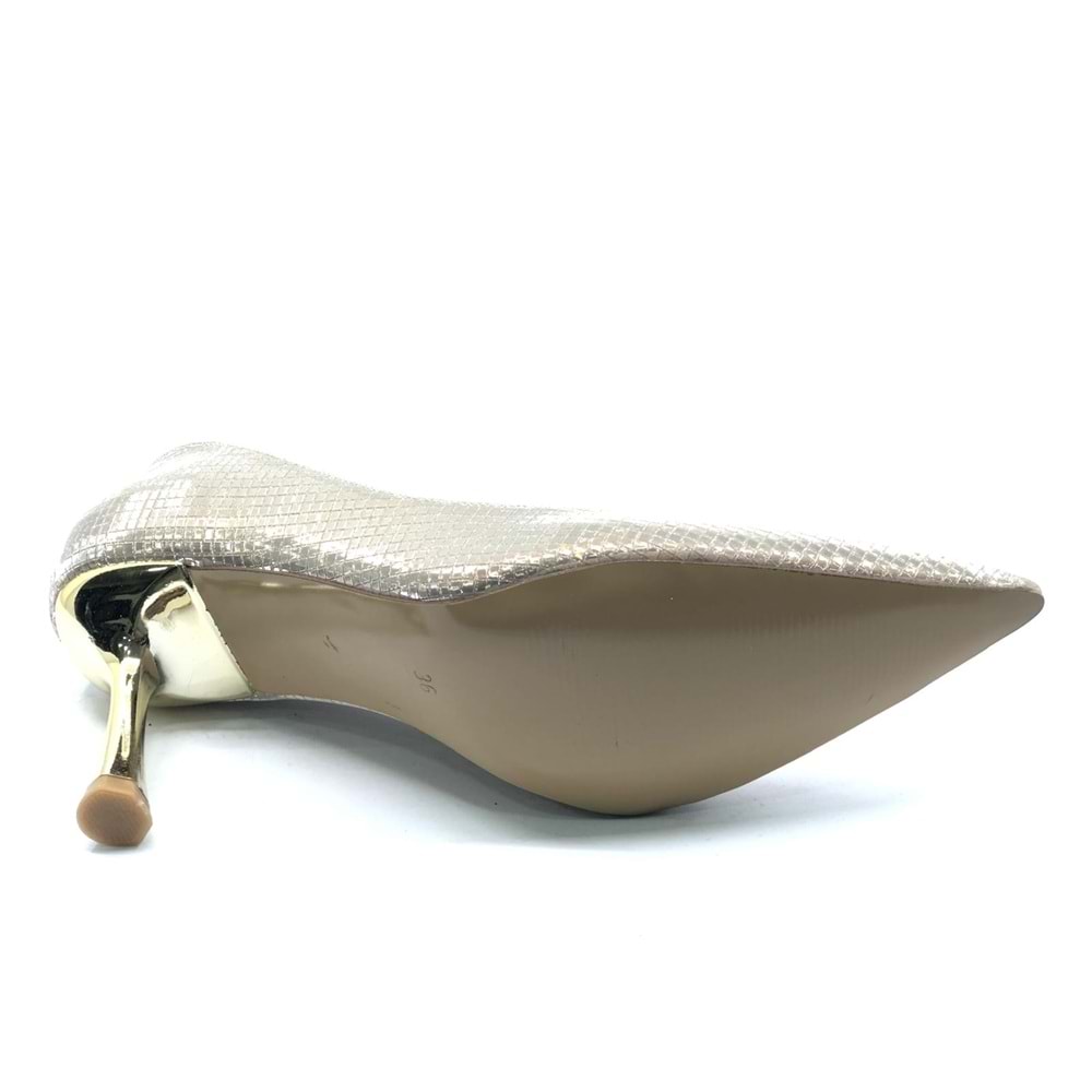 Feles 7 Cm Ayna Topuk Poti Kare Desen Stiletto Kadın Ayakkabı