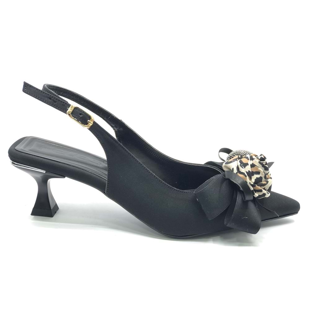 Feles Fular Kurdela Detaylı Arkası Açık Stiletto Kadın Topuklu Ayakkabı