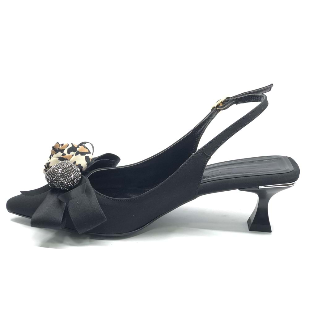 Feles Fular Kurdela Detaylı Arkası Açık Stiletto Kadın Topuklu Ayakkabı