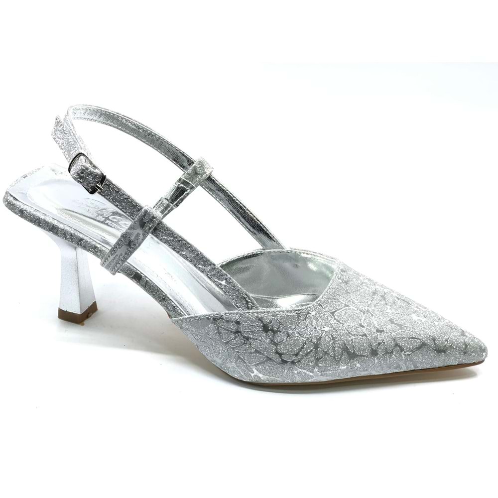 Mehtap Kırışık Arkası Açık Stiletto Kadın Topuklu Ayakkabı