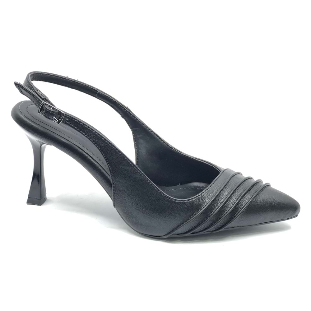 Feles Burgu Detaylı Arkası Açık Stiletto Topuklu Kadın Ayakkabı
