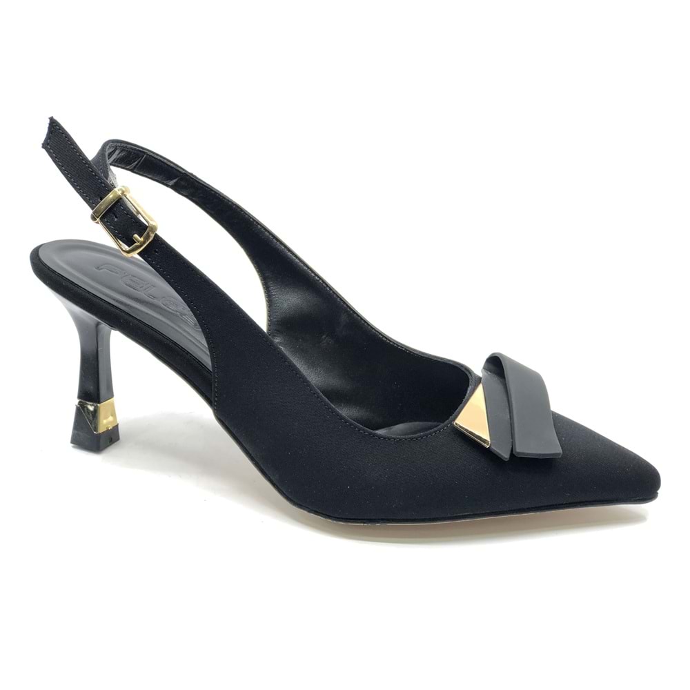 Feles Toka Detaylı Arkası Açık Stiletto Topuklu Kadın Ayakkabı