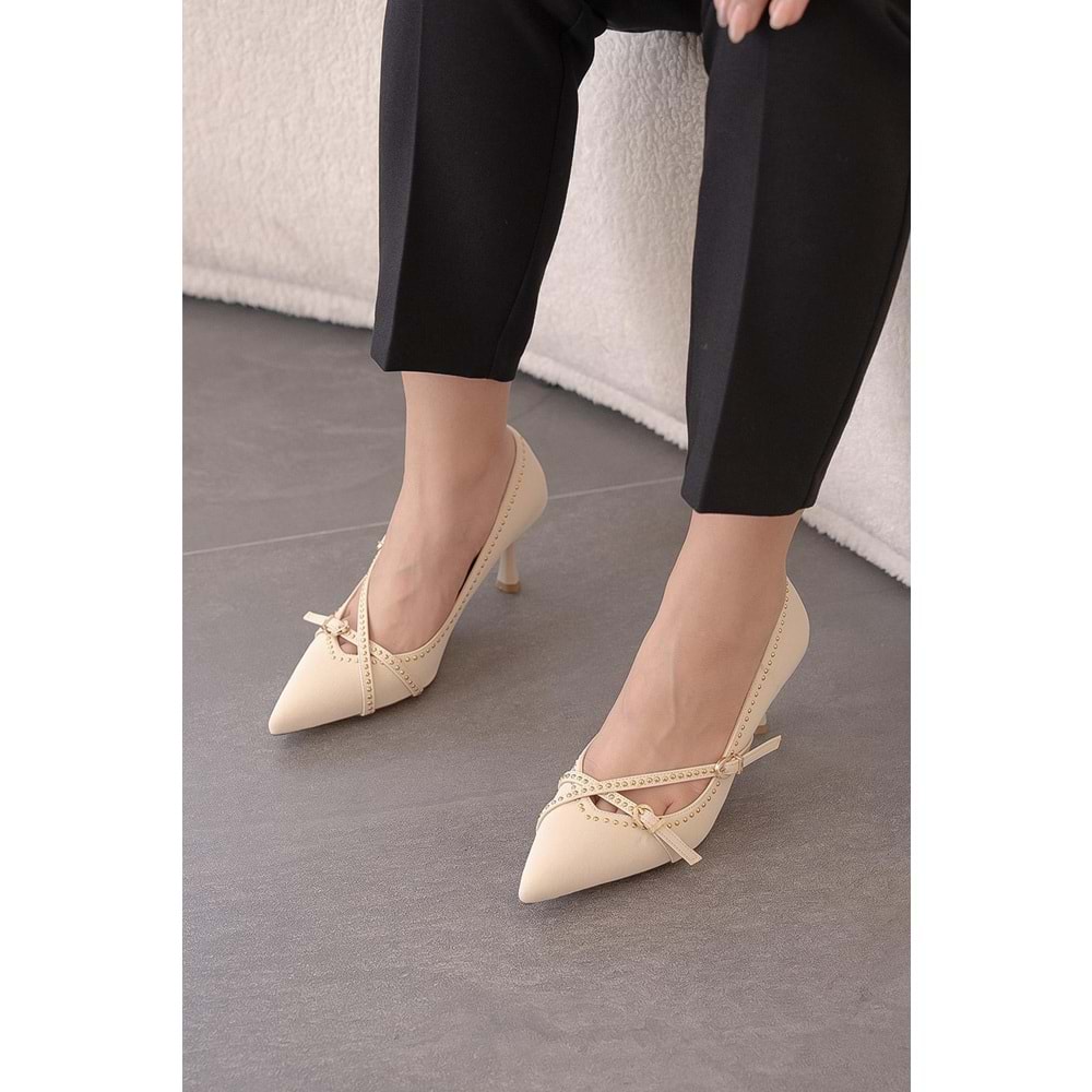 Feles Zımba Toka Detaylı Stiletto Topuklu Kadın Ayakkabı
