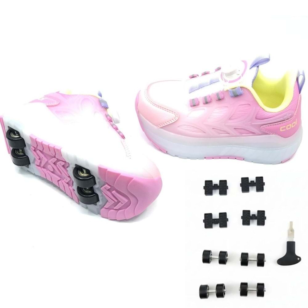 Cool Wheel Akıllı Bağcıklı Işıklı Ortopedik Patenli Çocuk Spor Ayakkabı