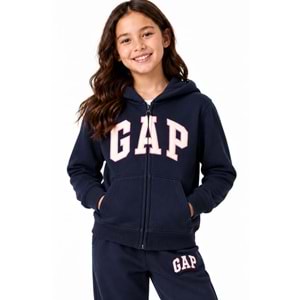 Gap V-Bas Heritage Gap Logo Baskılı Kapüşonlu Çocuk Sweatshirt