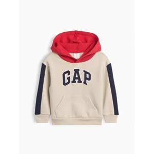 Gap Relaxed Colorblock Gap Logo Baskılı Kapüşonlu Çocuk Sweatshirt