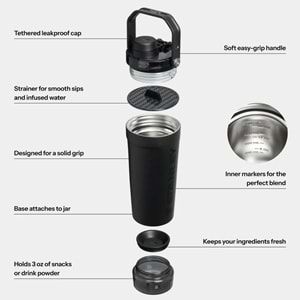 Stanley Activate Shaker 0,60 LT Termos Sporcu Matarası Toz Depolama Kapasiteli Matara
