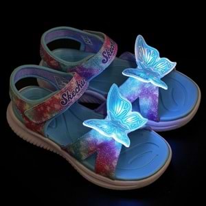 Skechers Jumpsters Sandal-Butterfly Brites 303109L-AQMT Işıklı Ortopedik Çocuk Sandalet