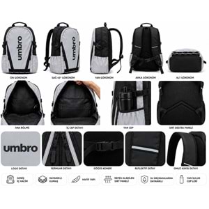 Umbro Motorcu Çantası Reflektörlü Sırt Çantası Okul Çantası Unisex Çanta