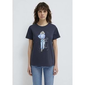 Mavi M168890-29726 Mavi Denim Kız Baskılı T-Shirt Kadın Tişört