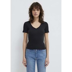 Mavi M1601040-900 Mavi V Yaka Basic T-Shirt Kadın Tişört