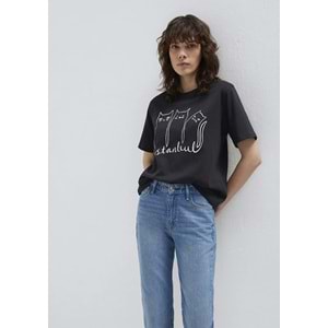Mavi M1610674-70087 Mavi Kedi Logo Baskılı T-Shirt Kadın Tişört