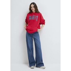 Mavi M1600361-82054 Mavi Logo Baskılı Kapüşonlu Kadın Sweatshirt