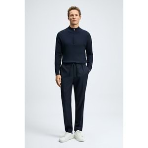 Lufian 112090189 Asher Fermuarlı Dik Yaka Triko Kazak Yarım Fermuarlı Erkek Sweatshirt