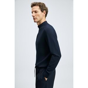 Lufian 112090189 Asher Fermuarlı Dik Yaka Triko Kazak Yarım Fermuarlı Erkek Sweatshirt