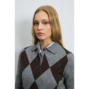 Lufian 122090047 Luna Yün Karışımlı Polo Yaka Triko Kazak Kadın Sweatshirt
